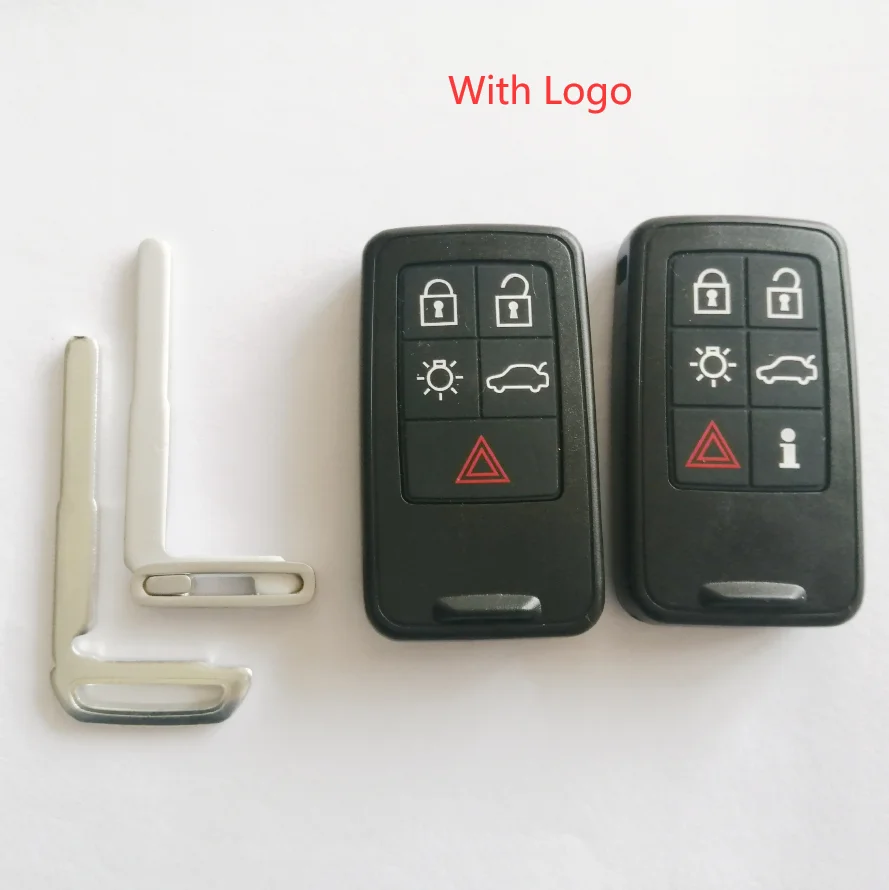 

2PCS With Logo Smart Remote Key Shell Replacement For Volvo XC60 S60 S60L V40 V60 S80 XC70 4+1 Buttons Smart Car Key Case Cover