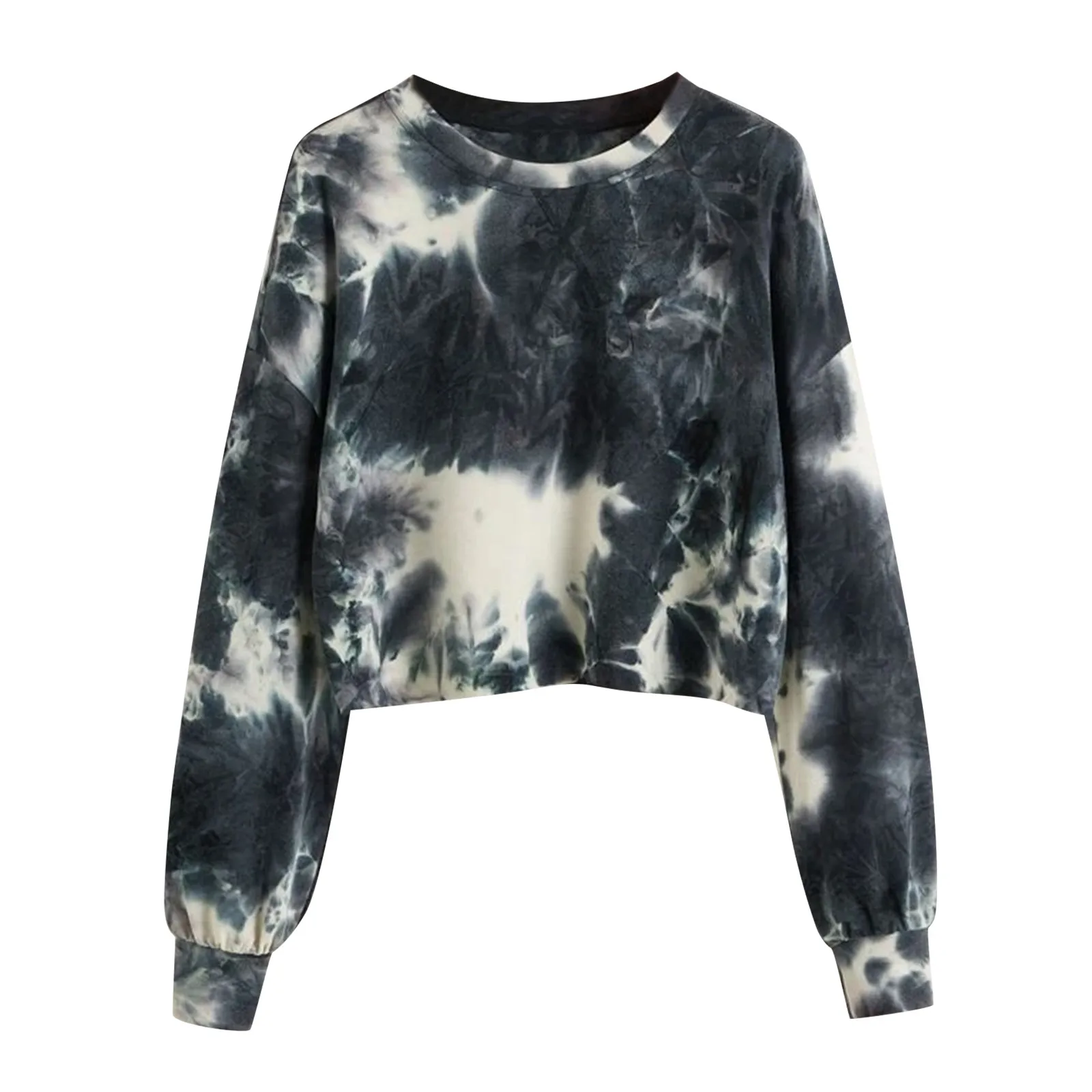 Pullover Drop Shoulder Tie-dye Gradient Print Round Neck Long Sleeve Hoodies Pullover Tops Las Mujeres Sweetshirts Teen Girls
