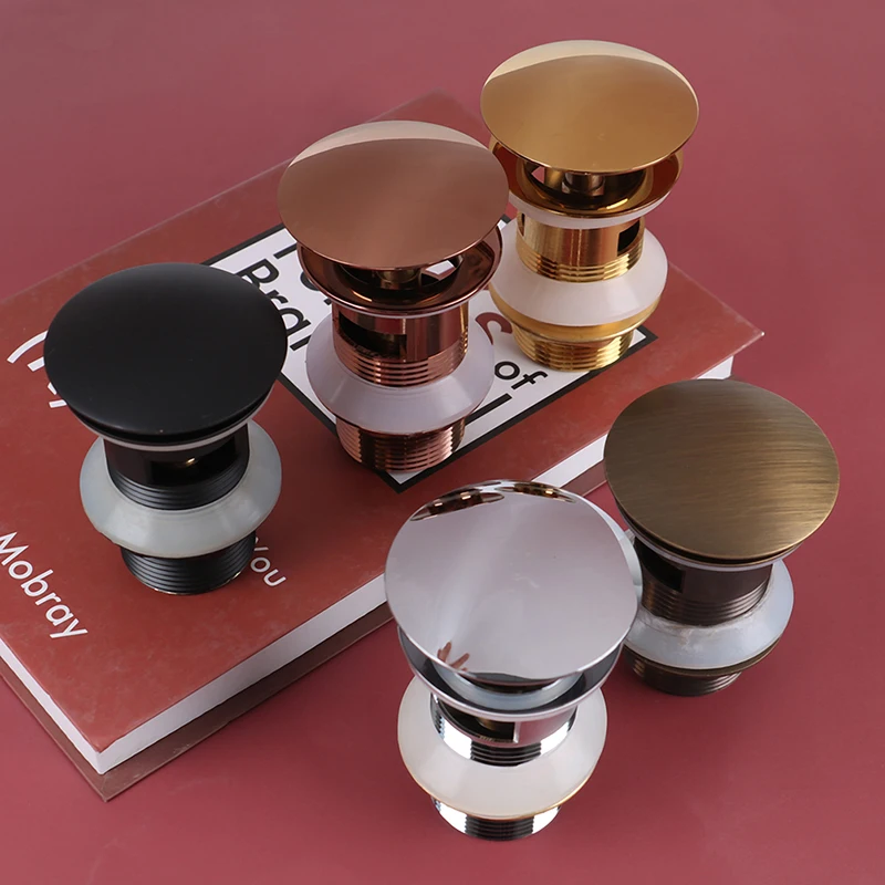 

Bathroom Basin Sink Pop Up Drain Stopper Bathroom Faucet Accessories Brass Matt Bath Drain Stopper No Hole 5 Colors high quality