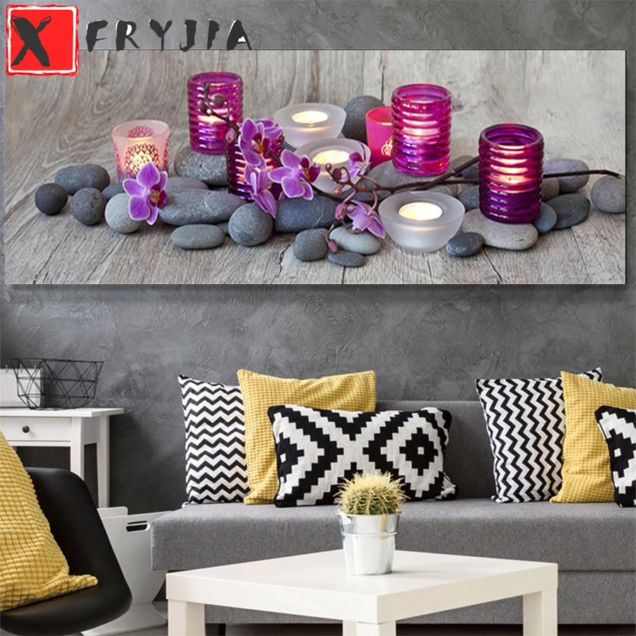

Diamond painting Stone orchid candle Full Square Round Drill Wall Decor Inlaid Resin Embroidery Craft Cross stitch home decor