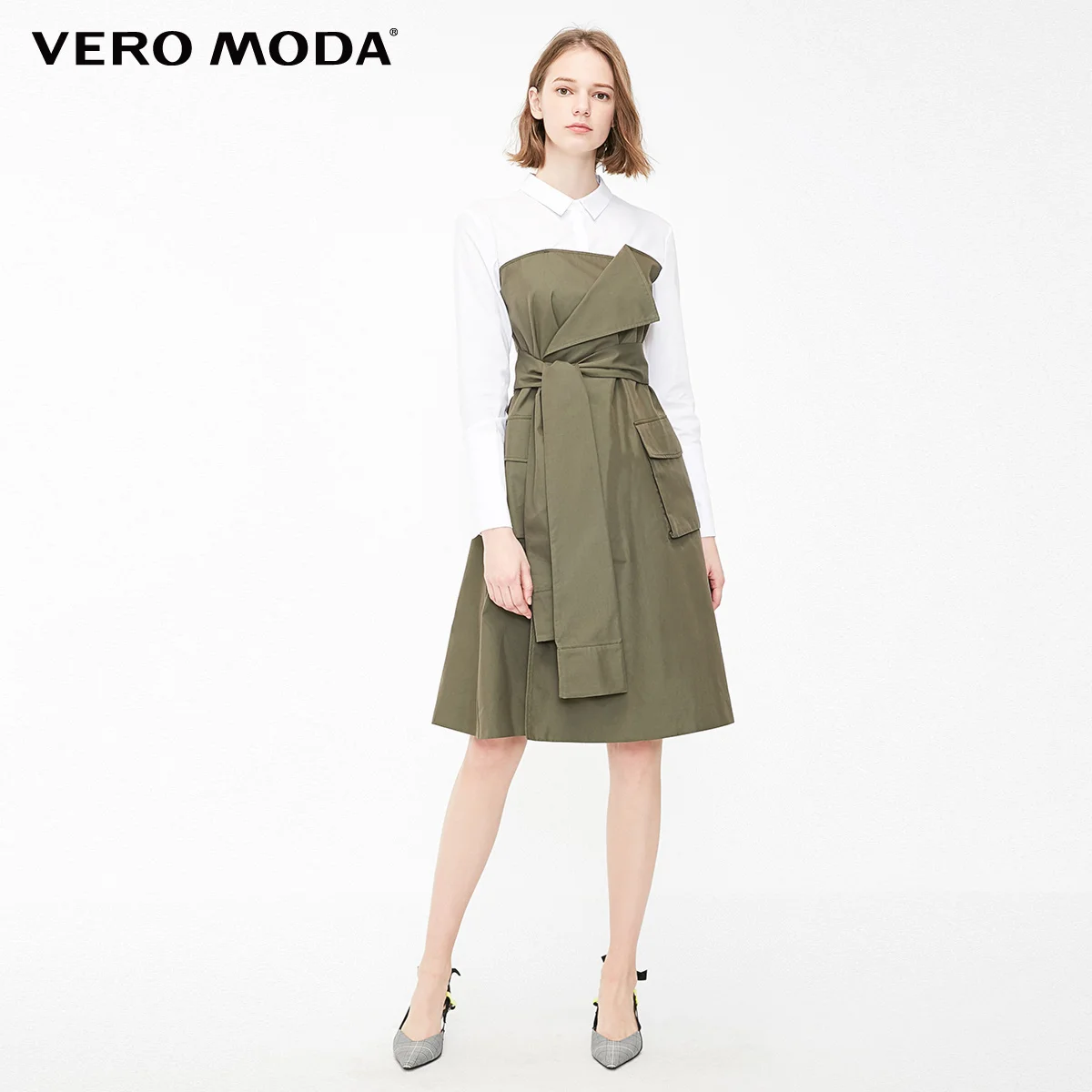 Vero Moda женское платье-трапеция из двух частей на шнуровке | 3191SZ505
