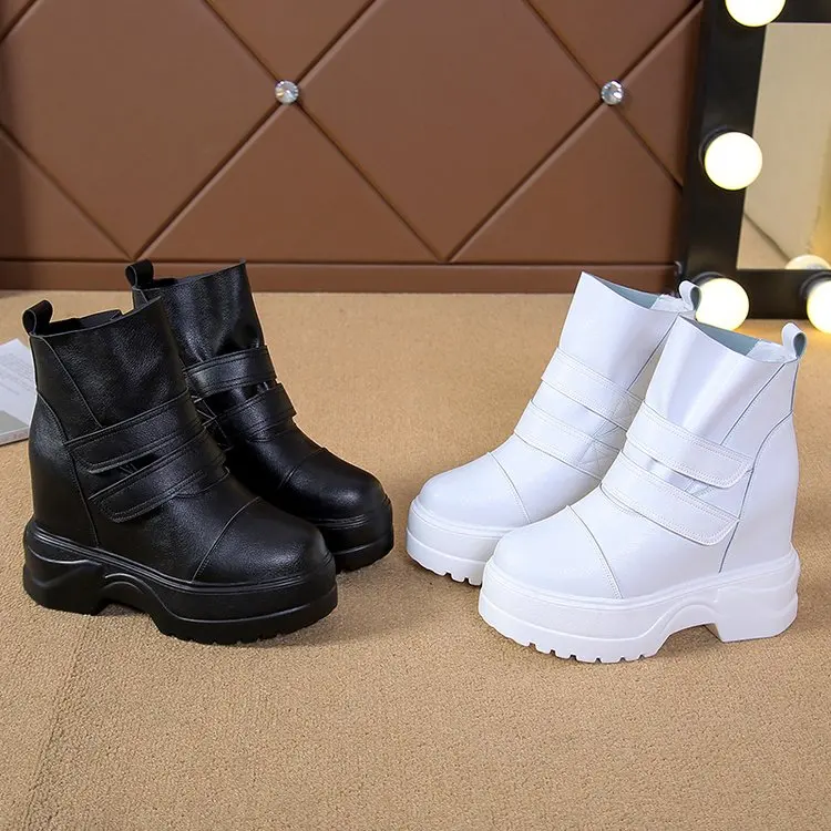 

Ladies Autumn Boots Female / ladies /woman Motorcycle Boots Platform high Heels Casual Round Toe wedges Shoes A61-60 HF