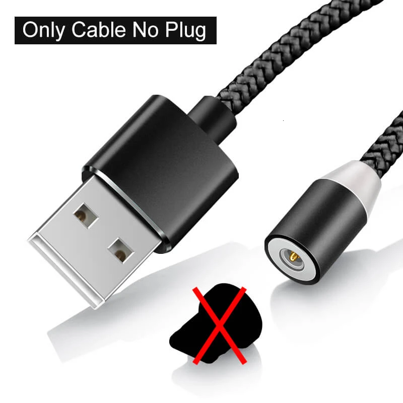 Black Cable No Plug Elough Магнитный зарядный Micro USB кабель зарядное устройство для iPhone Xiaomi Мобильный телефон Магнит USB зарядное устройство Тип C кабель Шнур El360 - Цвет: Black Cable No Plug