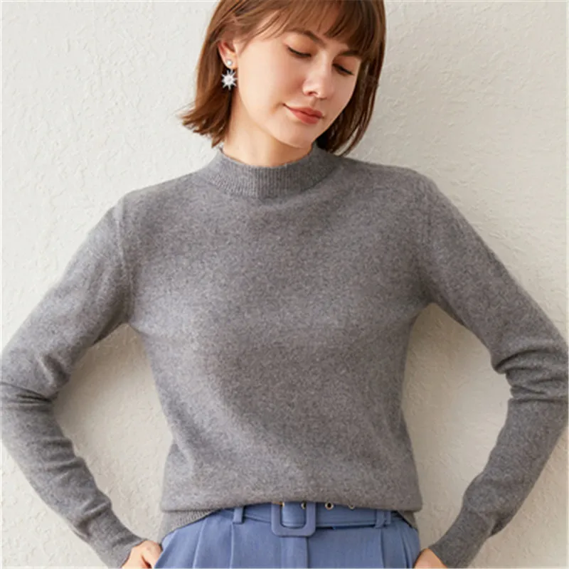 

Женские мягкие свитера, сезон осень-зима, теплый вязаный пуловер с высоким воротником, женский джемпер, Женский кашемировый облегающий свит...