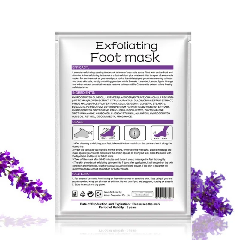 

Lavender Essence Foot Mask Exfoliating Renewal Pedicure Remove Dead Skin Heel Socks Peeling Foot Care 1box/3 bags/6 pieces