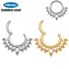 Кольцо с фианитами для пирсинга и перегородки