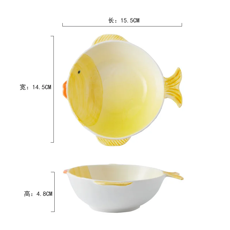 

Cute Porcelain Fish Dinner Milk Tableware Bowl Children Noodle Bowl A Soup