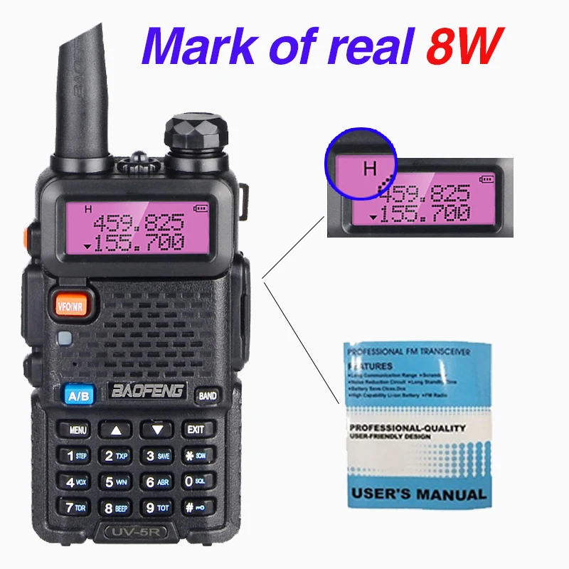 2 шт. Высокая мощность 8 Вт Baofeng UV 5R рация VHF UHF охотничий любительский CB радио 10 км
