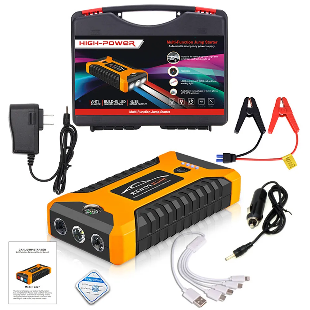 

99800mAh 4USB 12V New Portable Car Jump Starter Booster Emergency Power Device Multifunction Auto Auto Battery Booster Charger