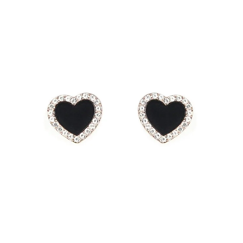 

Japan and South Korea Trend Simple Geometric Heart-shaped Rhinestone Earrings Net Celebrity Same Temperament Girl Heart Earrings