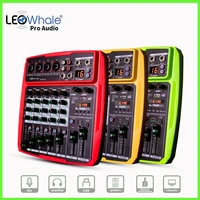 leowhale pro 6 channel audio mixer interface dj mixing console karaoke sound card with16dsp digital effects bluetooth monitor