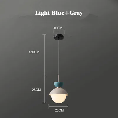 Light Blue Gray Креативная Подвесная лампа в скандинавском стиле для спальни, цветная лампа для ресторана, столовой, детской комнаты, Подвесная лампа для кафе, бара, магазина, осветительная арматура - Цвет корпуса: Light Blue Gray