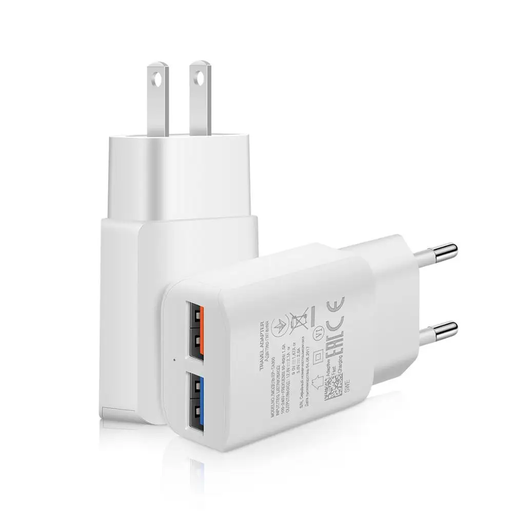 QC 3 0 адаптер зарядного устройства с двойным USB штепсельной вилкой EU/US 25 Вт макс.