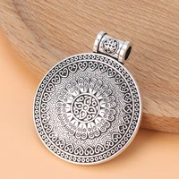 20pcslot silver color large round flower charms pendants for necklace jewelry making accessories