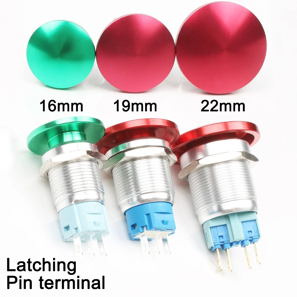 Металлический алюминиевый грибной переключатель 16 мм 19 22