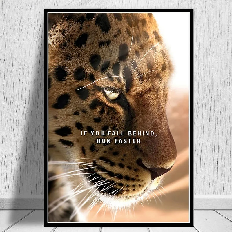 

Cheetah with Inspirational Words Wall Canvas Art Painting Posters And Prints on Canvas Art Picture for Living Room Home Decor
