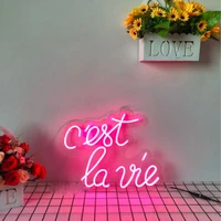 ohaneonk custom cest la vie neon sign light for home bedroom wall decoration christmas pub bar party gift drop shipping