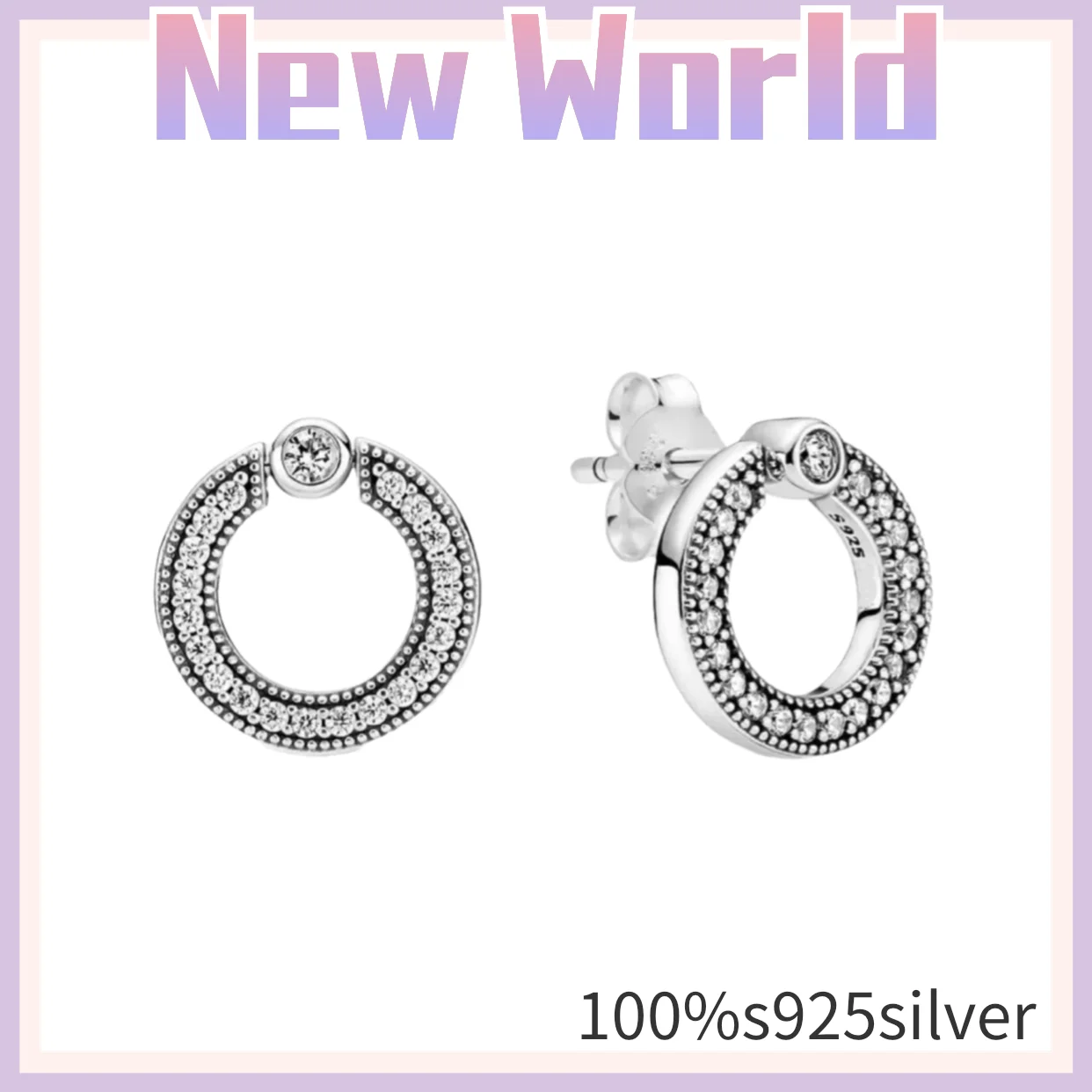 

2021 new 100% S925 silver pandora DIY creative multi Circle Earrings classic personality suitable for women's anniversary gift