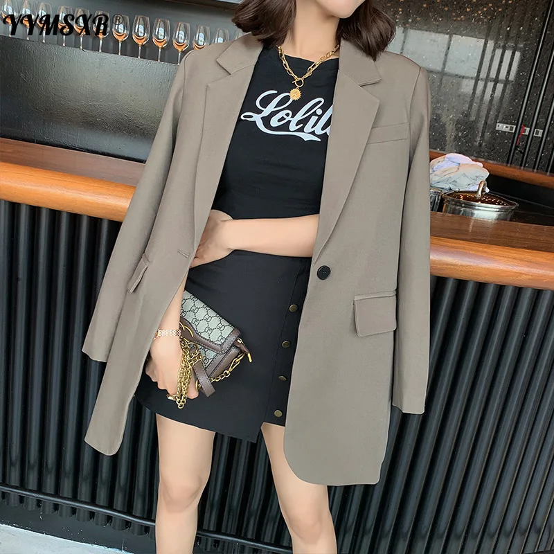 M-5XL Large Size Women's Blazer Jacket 2022 Fall/Winter New Style Loose Solid Color Long Sleeve Ladies Office Suit High Quality