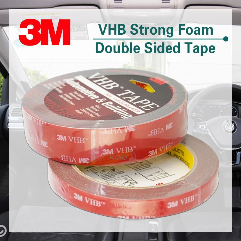 

Permanent 3M VHB Double Sided Tape MADE IN USA Foam Tape 24MM x 4.5M Automotive & Building Side Visor Mirror Cover Window Lace