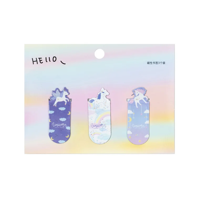 A 3 шт./компл. Kawaii Волшебный Единорог Закладка на магните пометка страницы студент канцелярский школьный офисный питания детский подарок - Цвет: A