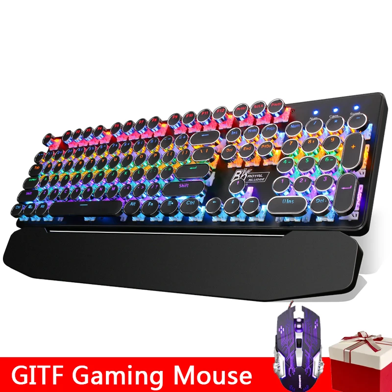 Новый RK920 104 ключ USB проводной механический Keybord Gamer claver для ПК Computador Black|Клавиатуры|