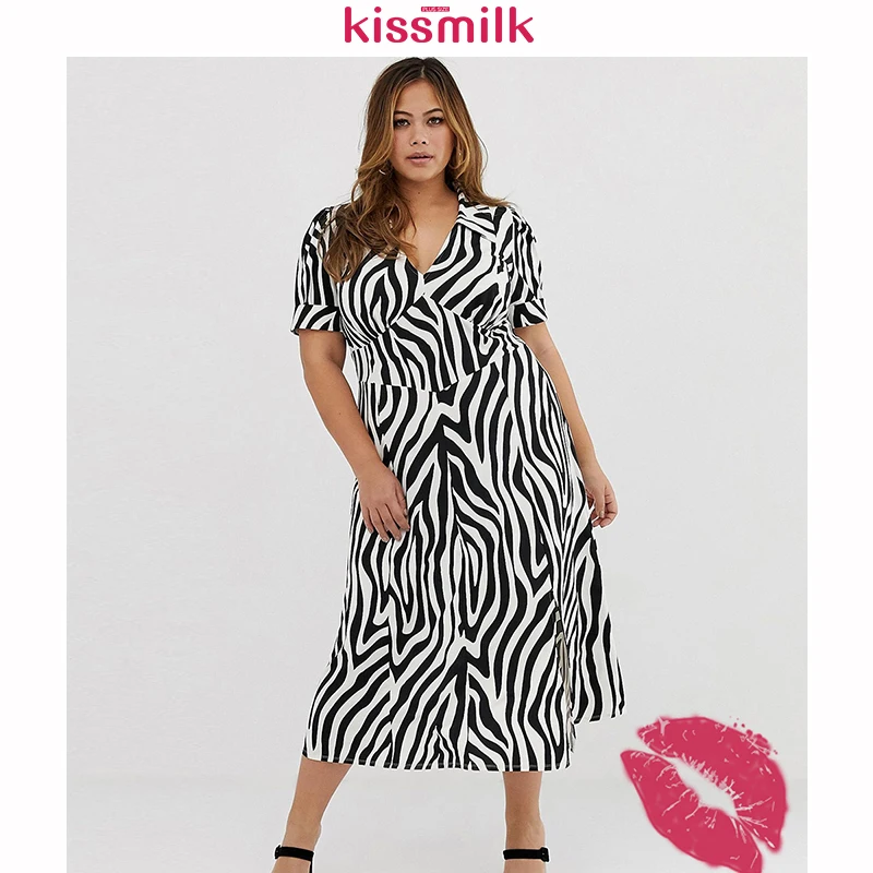 Женское платье бандо Kissmilk летнее большого размера с коротким рукавом и