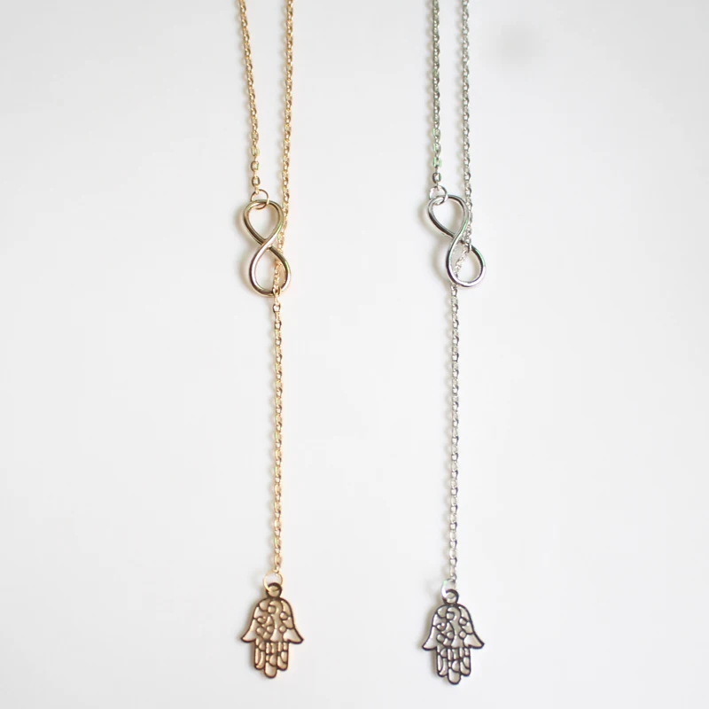 Модное женское ожерелье с бесконечным номером 8 ручная цепочка Фатимы