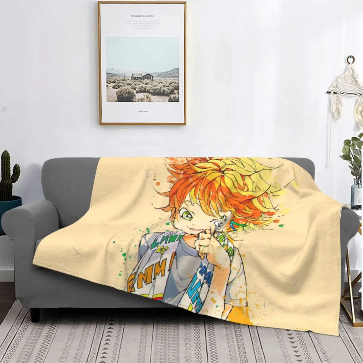 

The Promised Neverland Emma Adventure Manga Blanket Flannel Spring Autumn Colorful Warm Throws For Winter Bedding