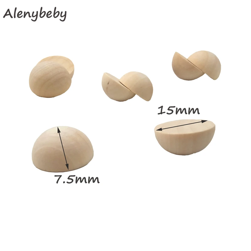 15mm 20pcs Необработанные половинки деревянных круглых бусин Прорезыватель без отверстия полусферическая натуральная древесина наклейка в виде шара/патч Кабошон Шарм ювелирных изделий - Цвет: 15mm 20pcs