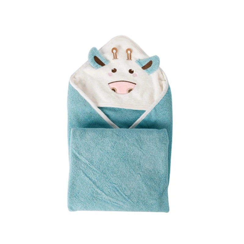 

80x80cm 100% Cotton Cartoon Little Cow Bath Towel Baby Bathrobe Absorbent Children Hooded Cloak