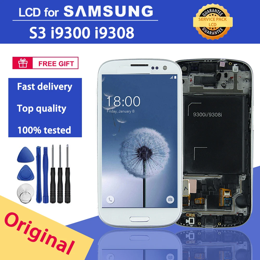 ЖК-дисплей 4 8 ''для Samsung Galaxy S3/i9300/i9300i/i9301/i9308i/i9301i сенсорный экран с цифровым