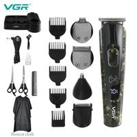 vgr 5 in 1 electric grooming kits camouflage cordless hair clippers for men hair trimmer sets with led display
