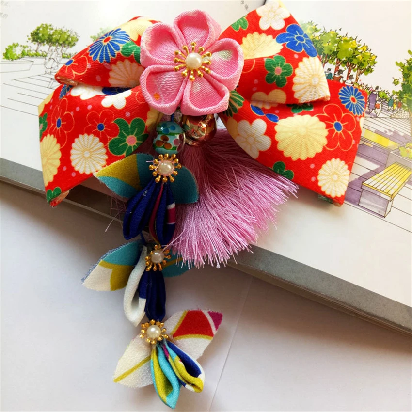 Кимоно ручной работы для женщин головной убор в японском стиле косплея с цветами