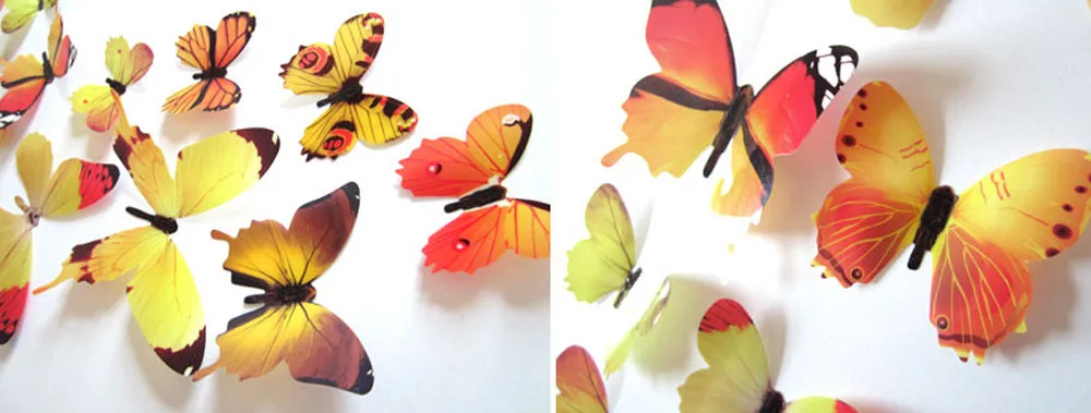 

12pcs /set Decal Wall Stickers Home Decorations 3D Butterfly Rainbow Art Vinyl Wall Stickers For Living Room Kids Bedroom Decor