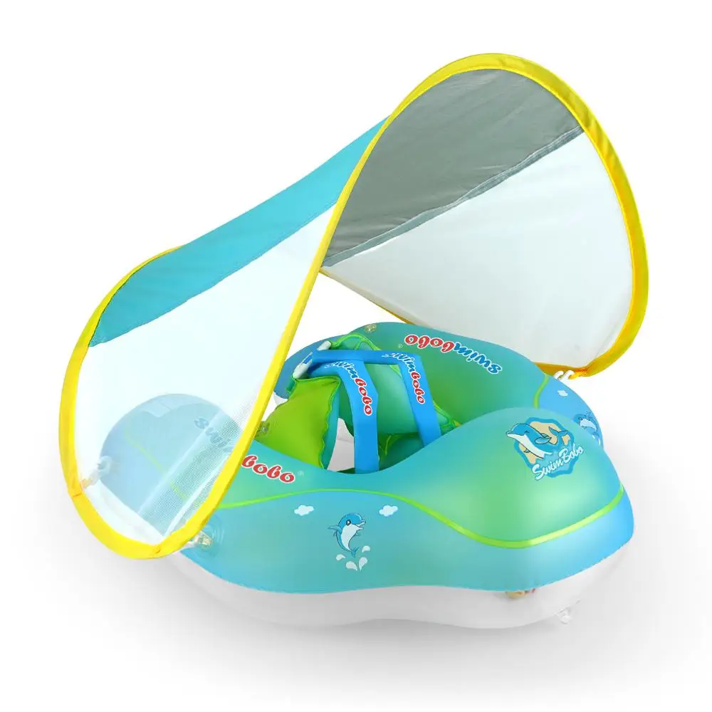 

Baby Swimming Ring with Sun Visor Baby Swimming Float Inflatable Infant Floating Kids Swim Pool Circle Bathing