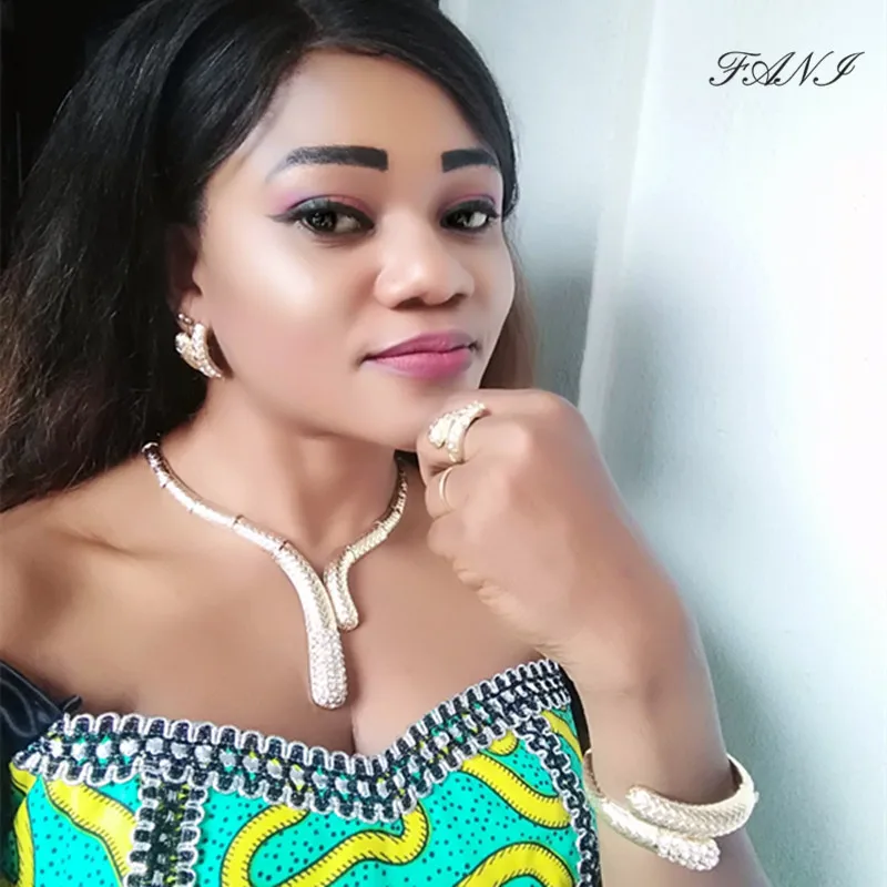 Fani Дубай золотой свадебный ювелирный набор нигерийские Свадебные аксессуары