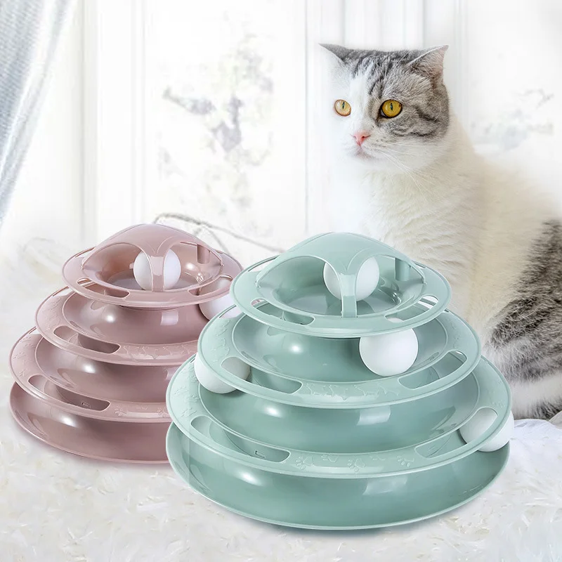 

Toys For Cat Kitten Four-Layer Carousel Track Balls Catching Toy Space Tower Shape Self-Playing Jouets Pour Chats Cat Supplies