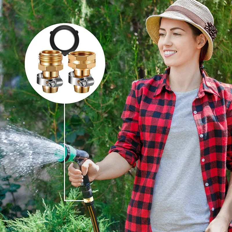 

4 PCS 3/4 Inch Garden Hose Mender End Repair Kit Garden Hose Repair Connector Male and Female Garden Hose Fittings