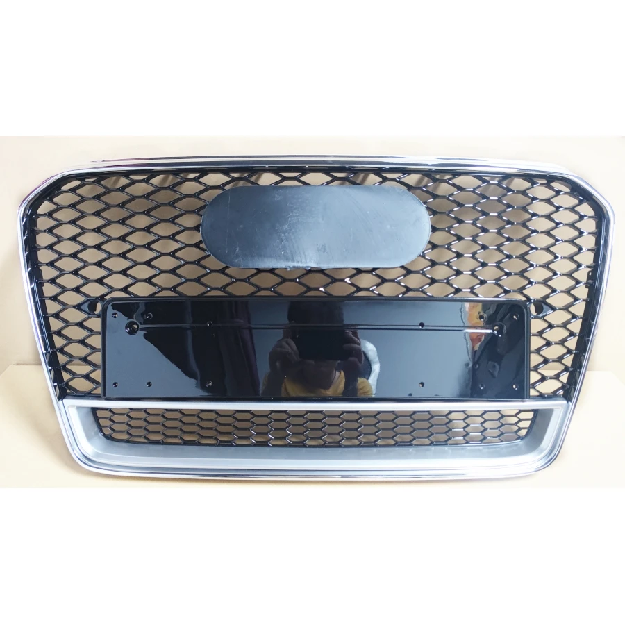 

RS5 Style Grill Grille For Audi A5 S5 2012 2013 2014 2015 2016 Silver Frame Black Grill