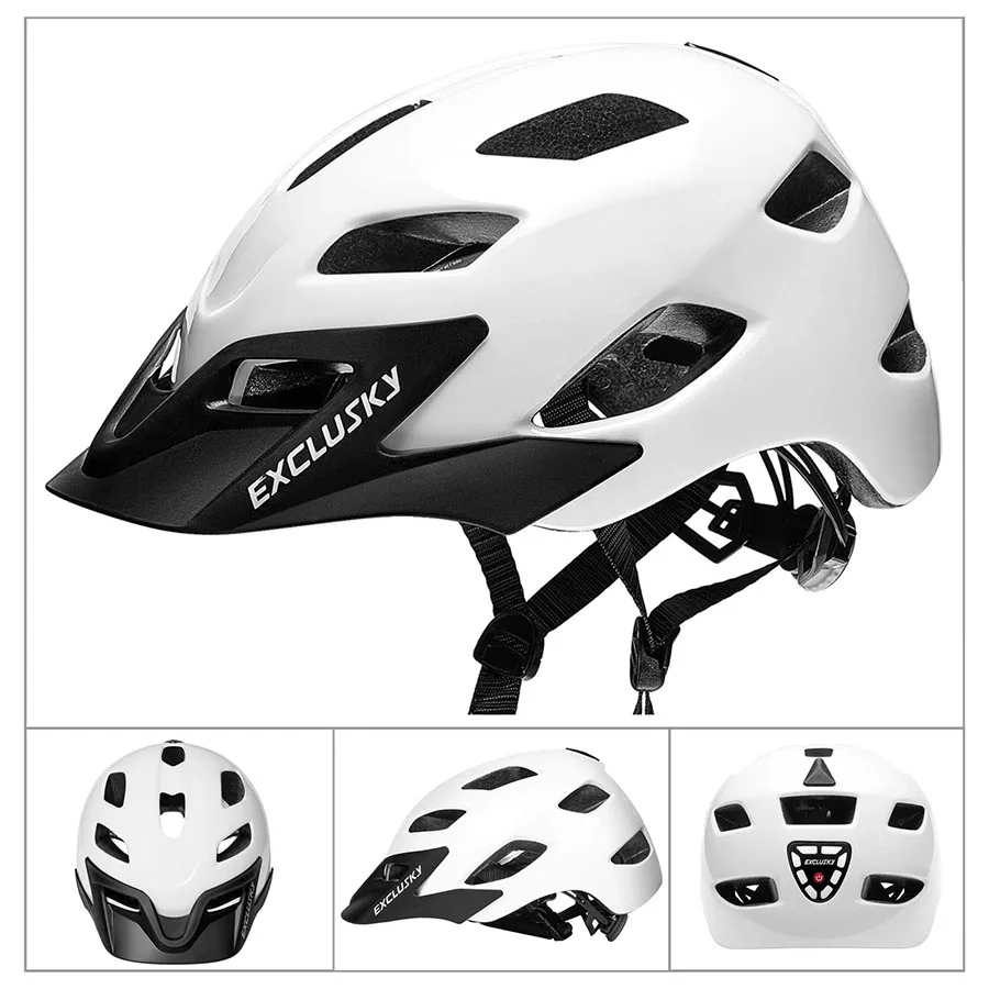 Helmets Bicycle With Removable Visor, Bike Goggles, Tail Light, Helmet