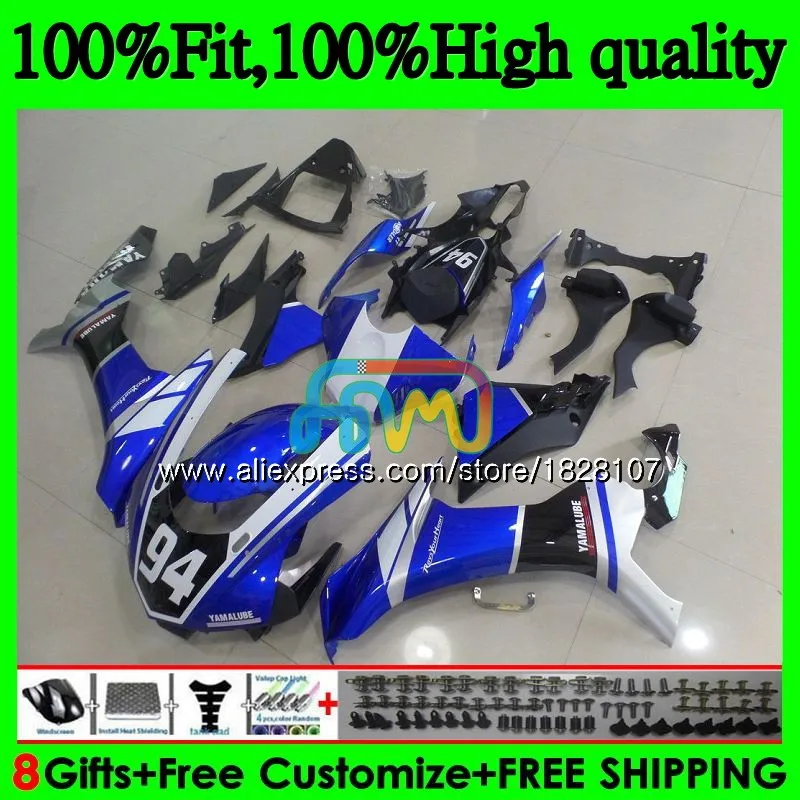 

OEM инъекции для YAMAHA YZF R1 1000 YZFR1 15 16 синий черный 17 129BS.11 YZF-1000 YZF R 1 YZF1000 YZF-R1 2015 2016 2017 обтекатель