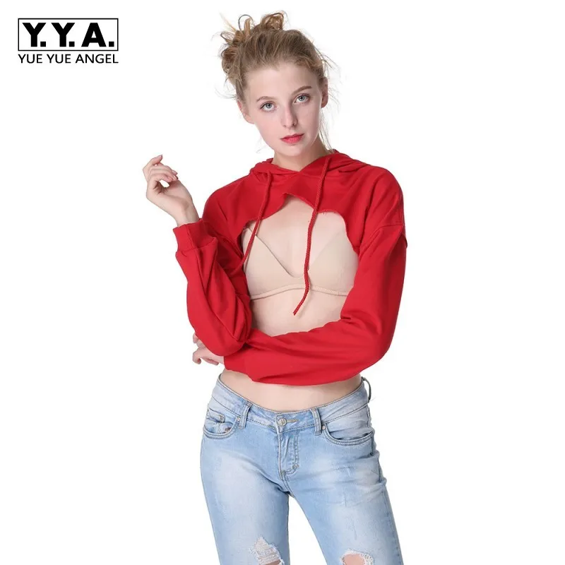 Sexy Women Super Short Cropped Tops Hip Hop Hooded Sweatshirts Cotton Long Sleeved Female Pullover New Summer Fit Moletom | Женская