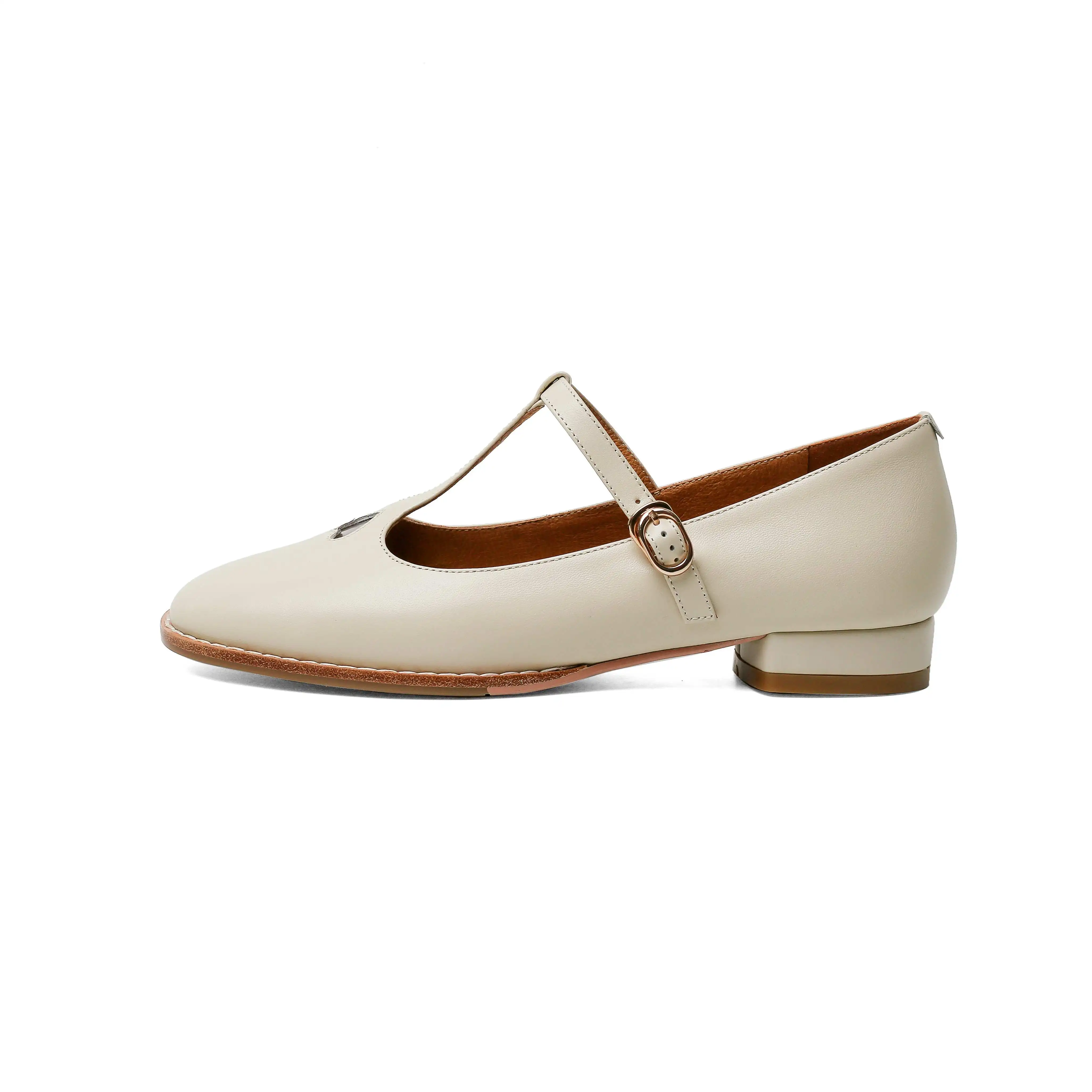 

Krazing Pot full grain leather low heels round toe buckle straps British school love patterns shallow loafers women pumps L1f2
