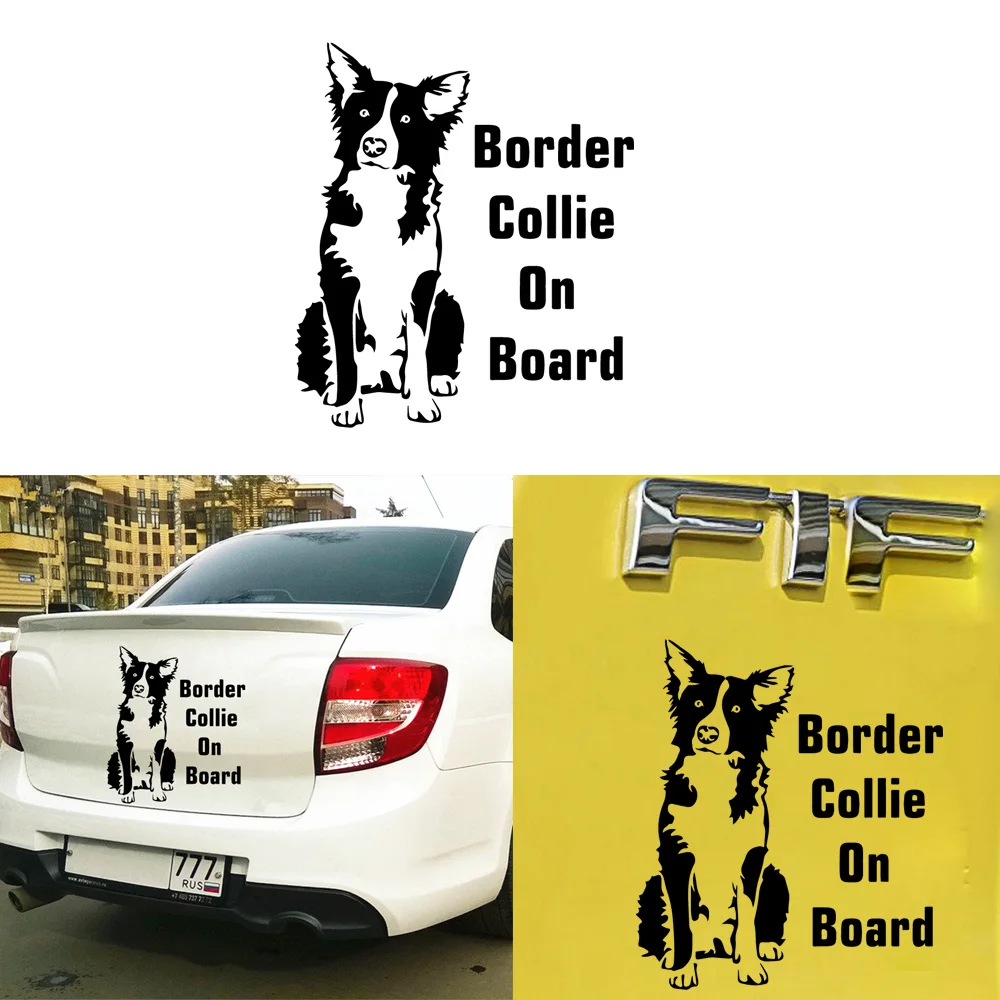 Наклейка на автомобиль с милой собакой Виниловая наклейка бордюр колли борту