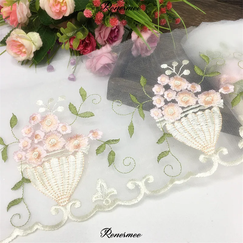 1 м розовые и зеленые цветы цветочная ткань вышивка детская одежда женское платье
