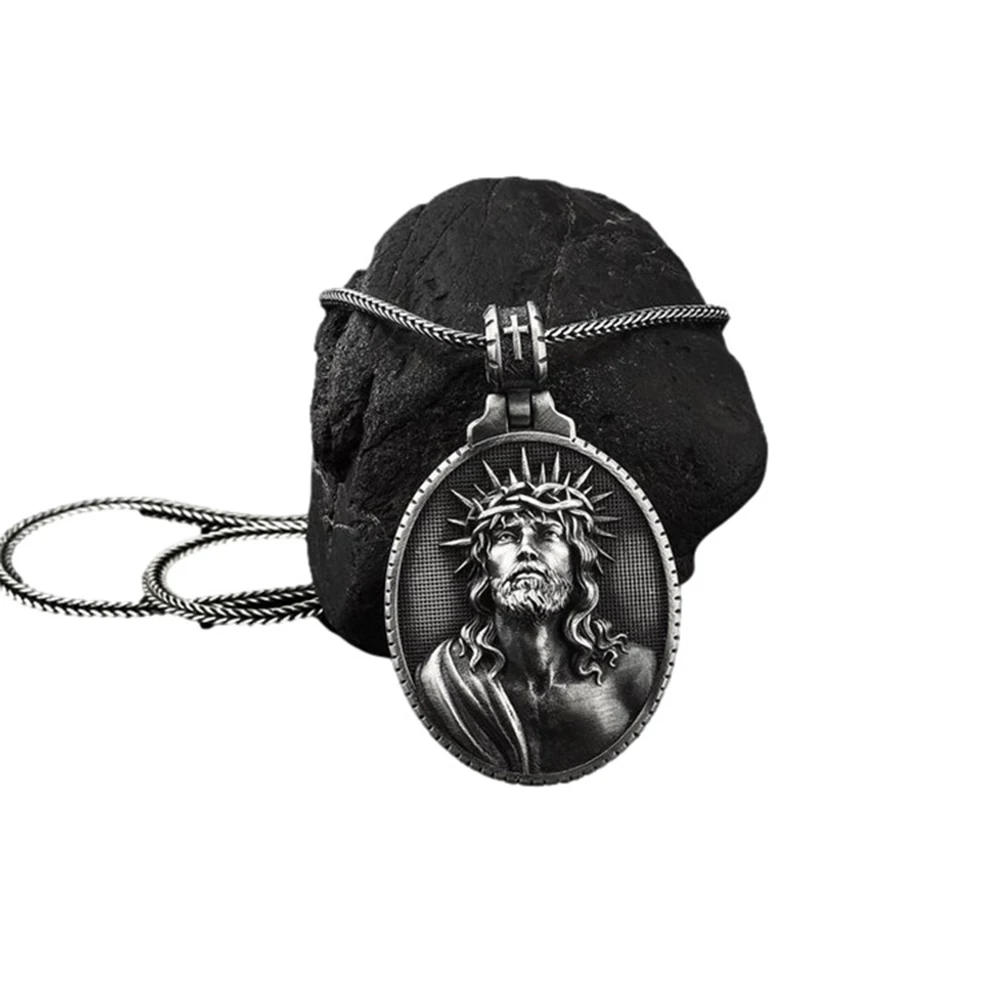

European and American style religious christian crucifixion catholic hip hop men's pendant necklace retro medallion