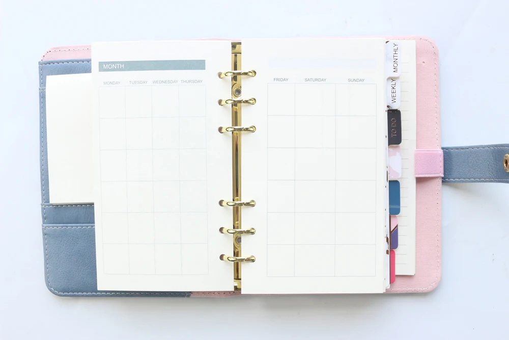 Domikee cute leather hardcover 6 rings binder planner agenda organizer office school refillable spiral notebooks stationery A5A6