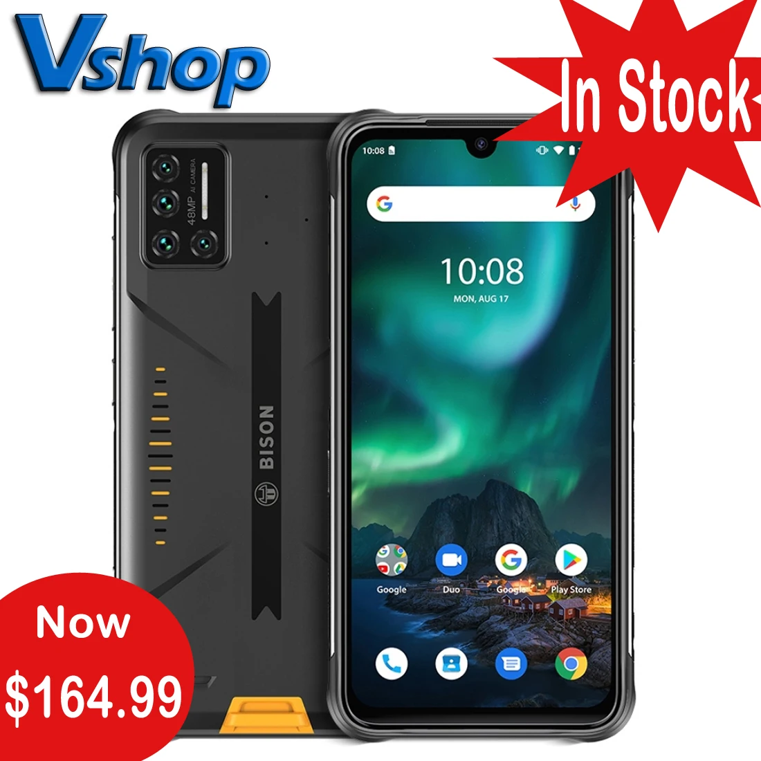 Смартфон UMIDIGI BISON IP68/IP69K защищенный четыре камеры 48 МП экран 6 3 дюйма FHD + ГБ 128 Гб NFC