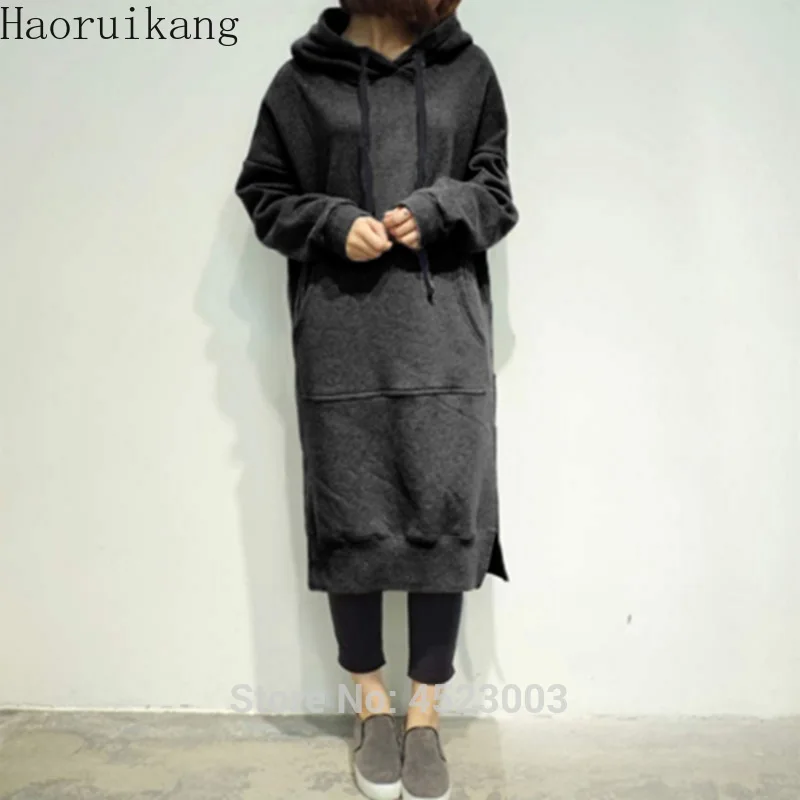 Женская Повседневная Свободная Длинная толстовка свитшот верхняя одежда куртка